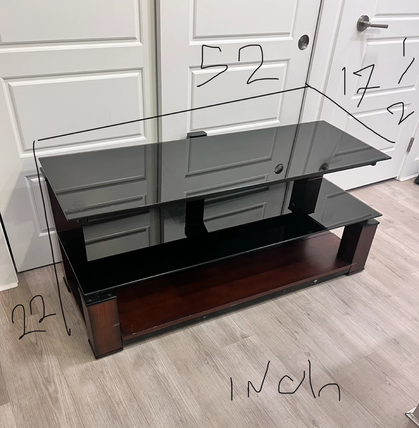 Glass and Wood TV Stand - 52 inches