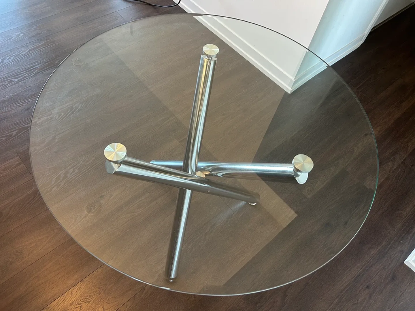 Glass Round Dining Table with Chrome Base image indicator(2)