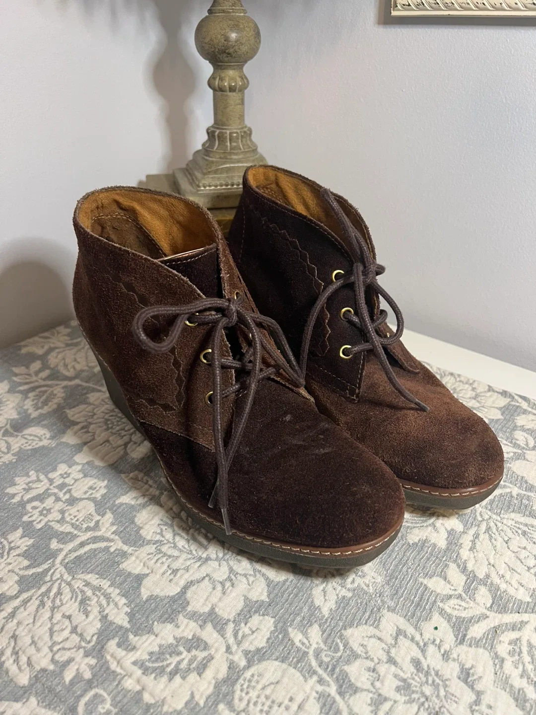 Naturalizer Brown Suede Wedge Booties