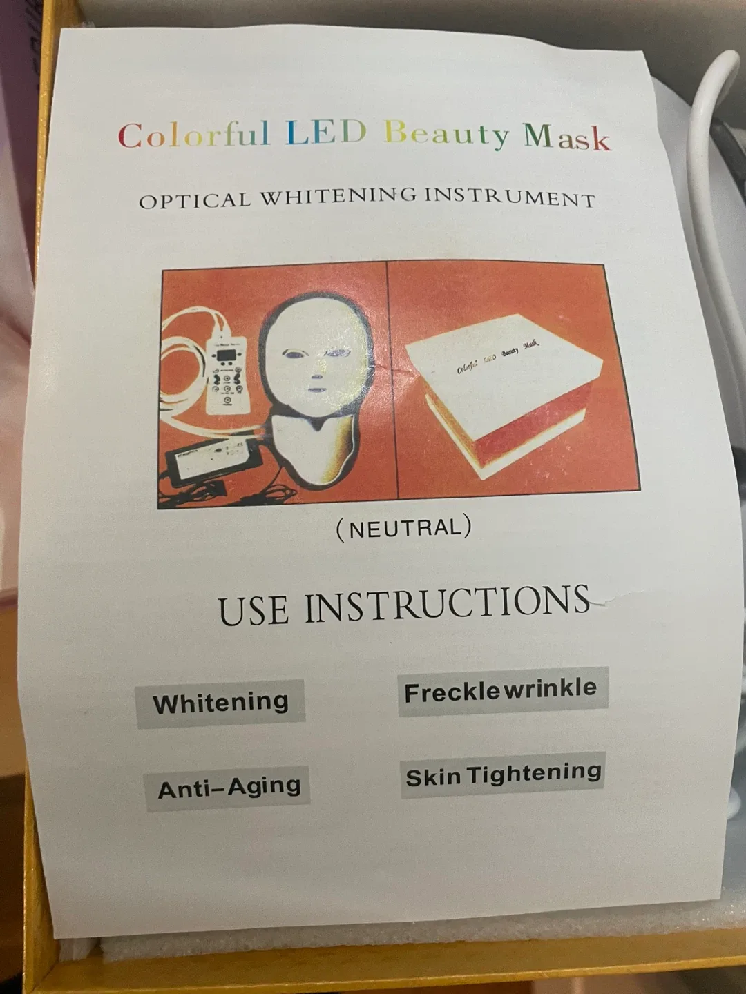 Colorful LED Beauty Mask - Optical Whitening Instrument image indicator(2)