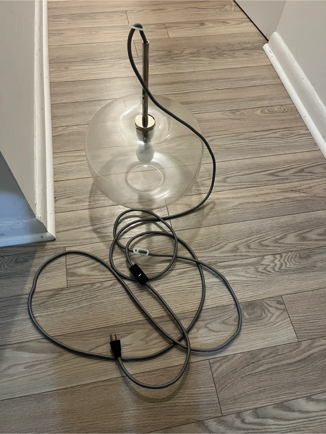 West Elm Clear Glass Dome Pendant Light plug In - photo 2