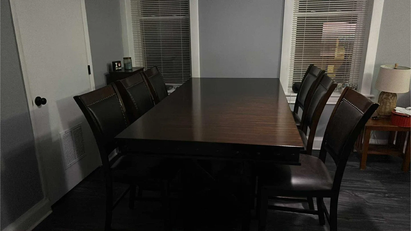 Dining Table with 6 Chairs - Dark Wood