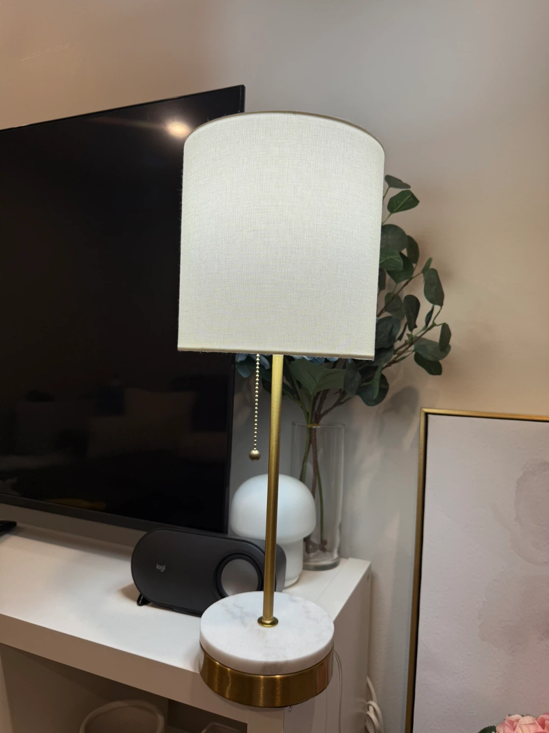 Table Lamp - White Shade, Marble Base - photo 2