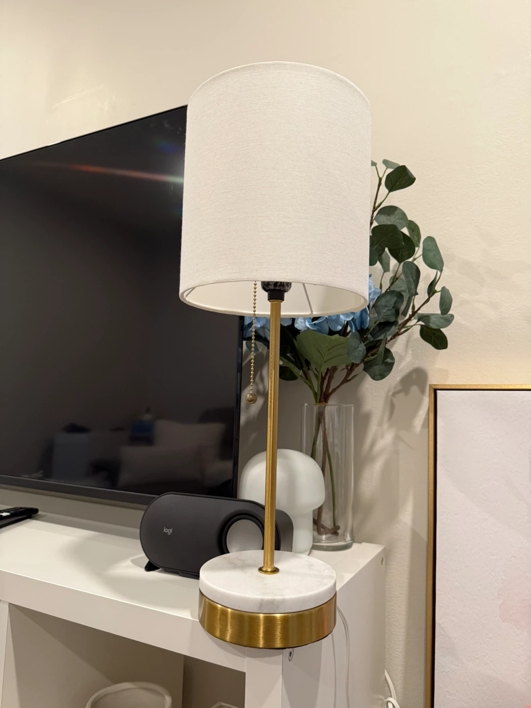 Table Lamp - White Shade, Marble Base - photo 3