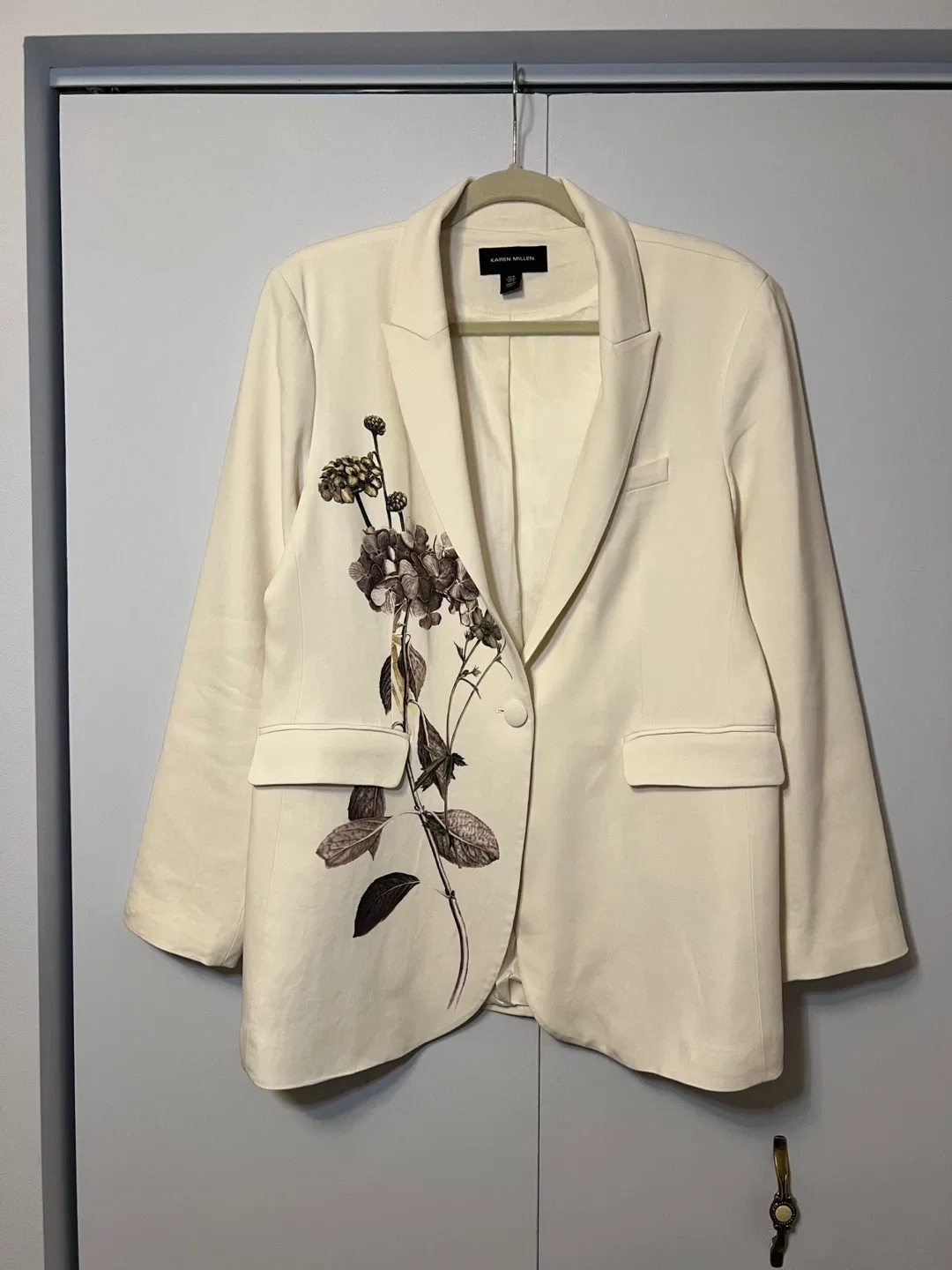 Cream Floral Blazer - Size US 10