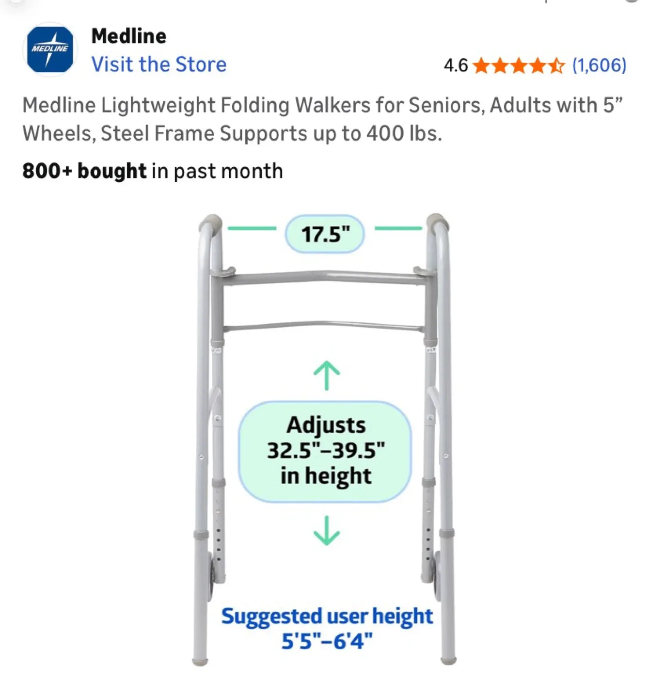 Medline Lightweight Folding Walker for Seniors image indicator(2)