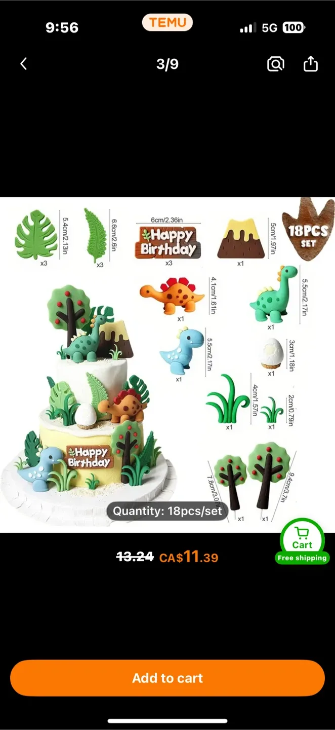 🥕FREE Dinosaur Cake Topper Set