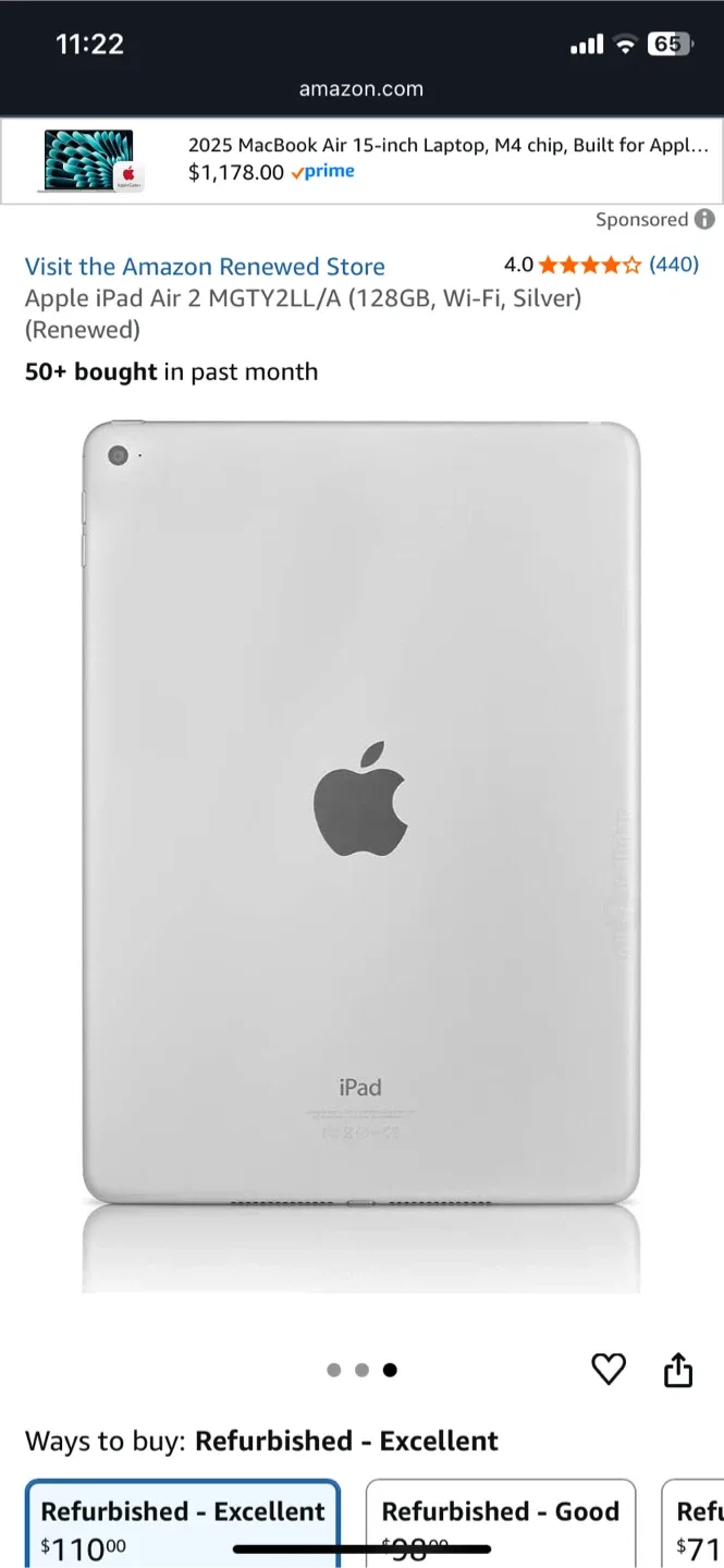 Apple iPad Air 2 MGYT2LL/A (128GB, Wi-Fi, Silver) image indicator(2)