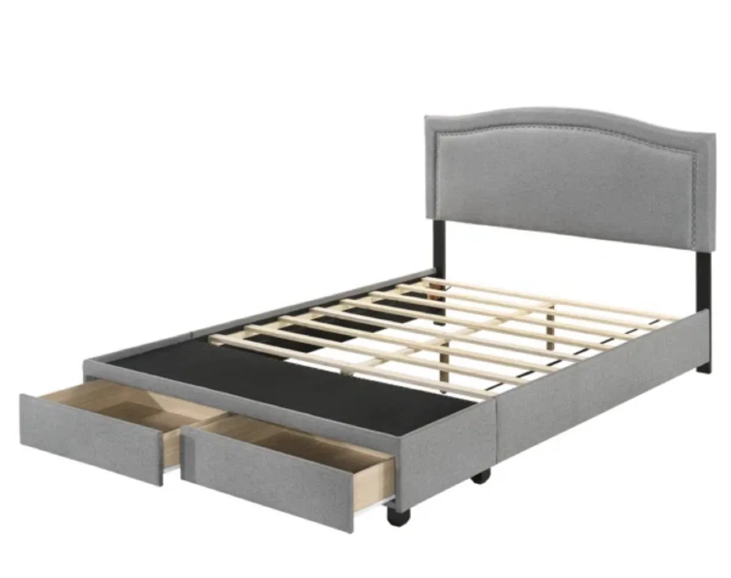 Gray Upholstered Bed Frame with Drawers (Queen) image indicator(2)