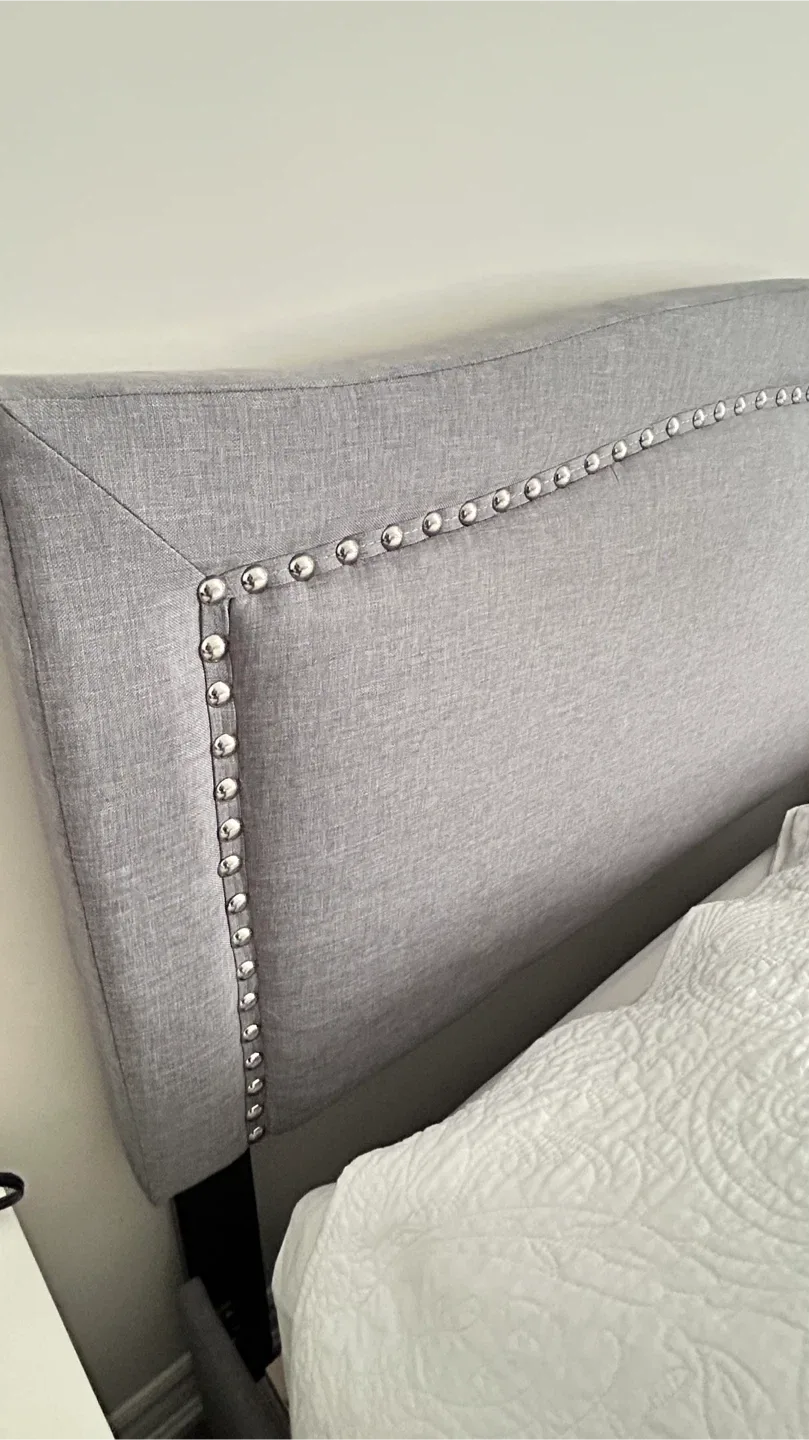 Gray Upholstered Bed Frame with Drawers (Queen) image indicator(5)