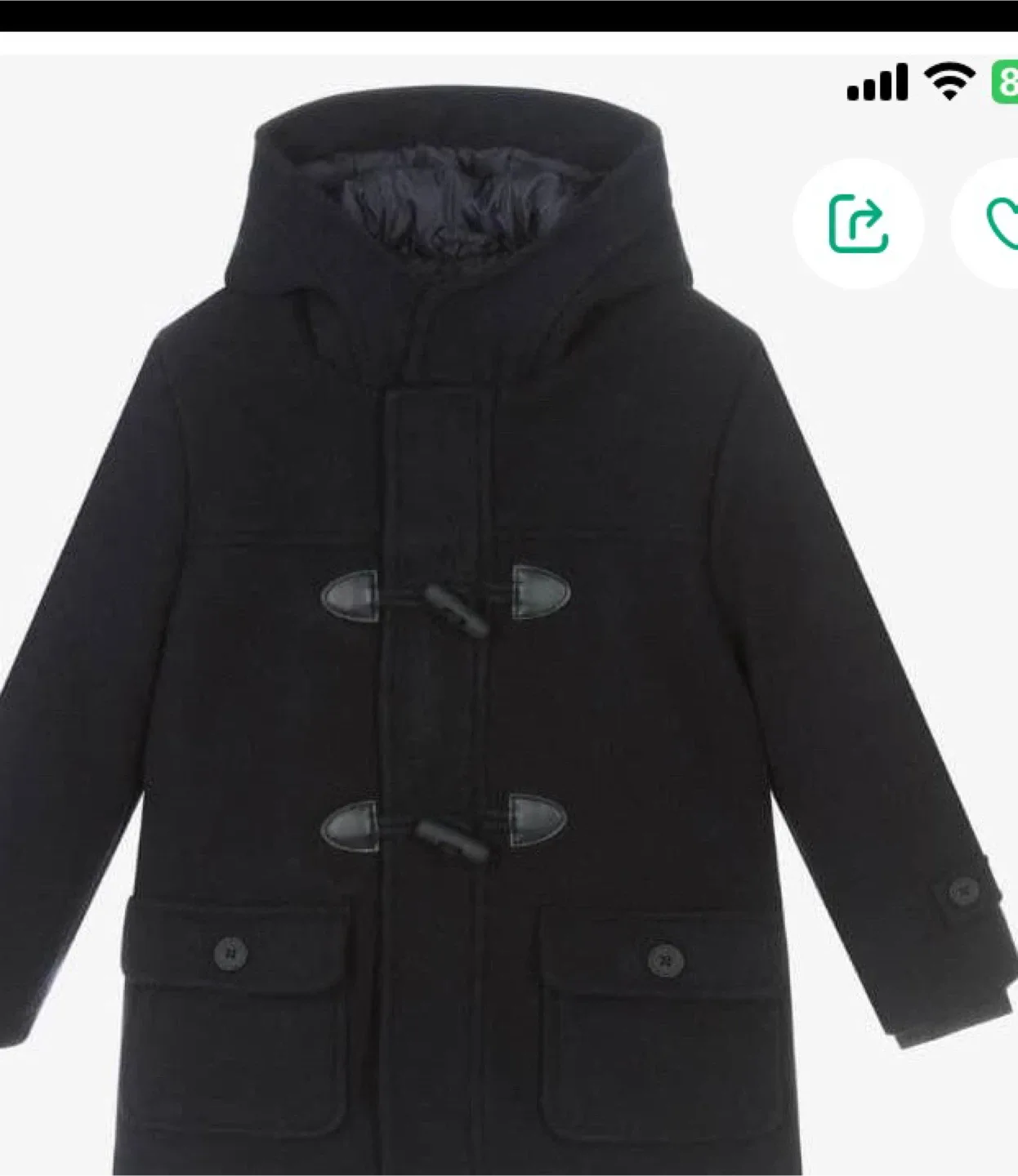 Navy Blue Wool Blend Duffle Coat
