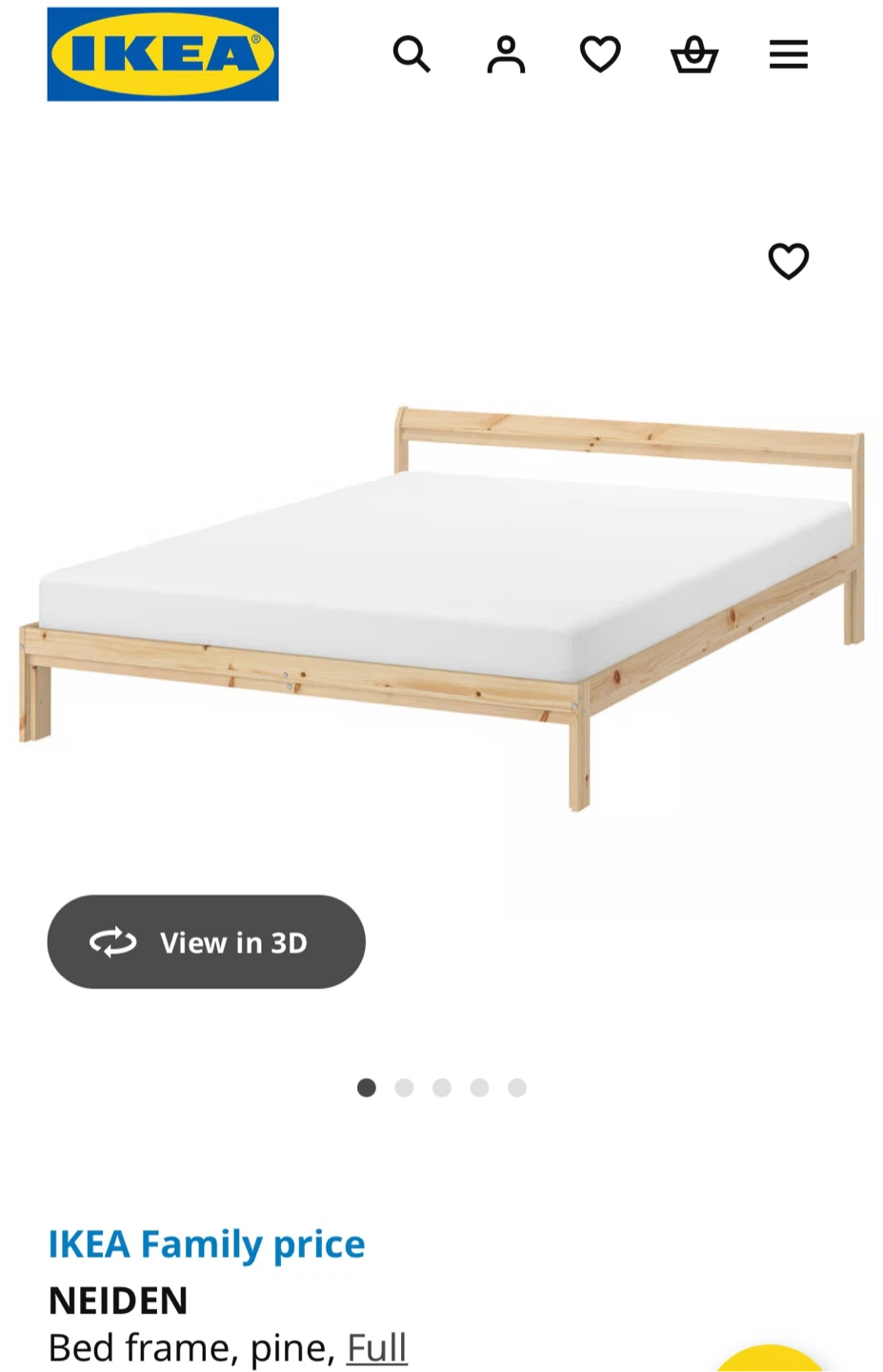 IKEA Neiden Full Bed Frame - Pine