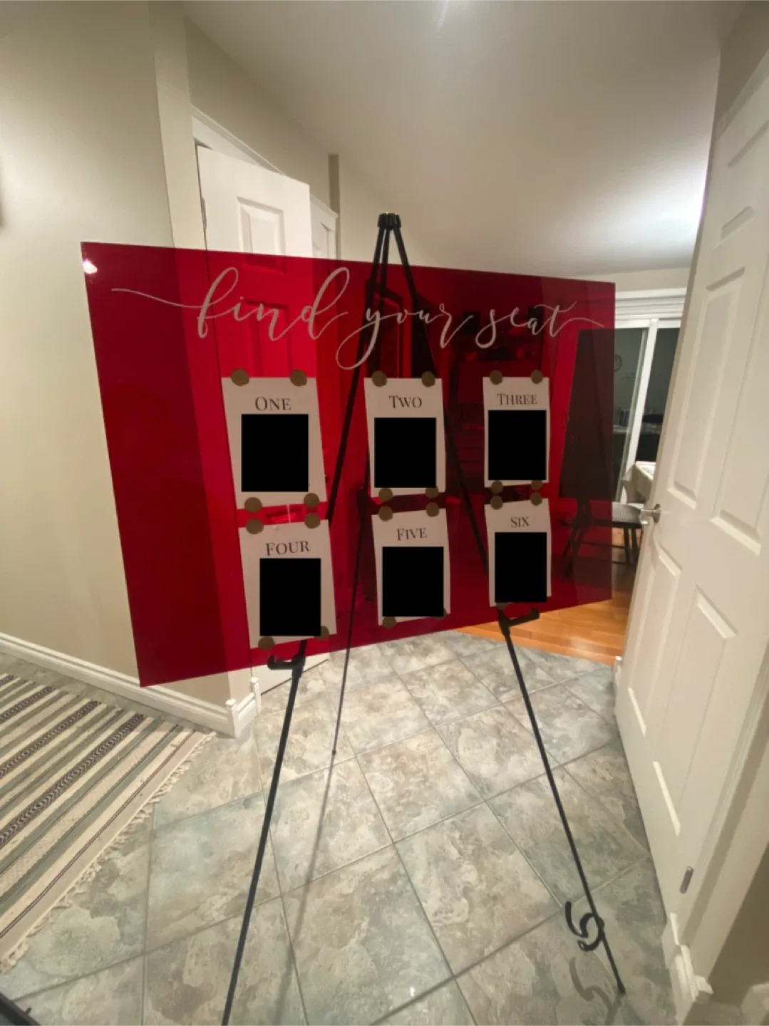 Red plexiglass wedding sign image indicator(3)