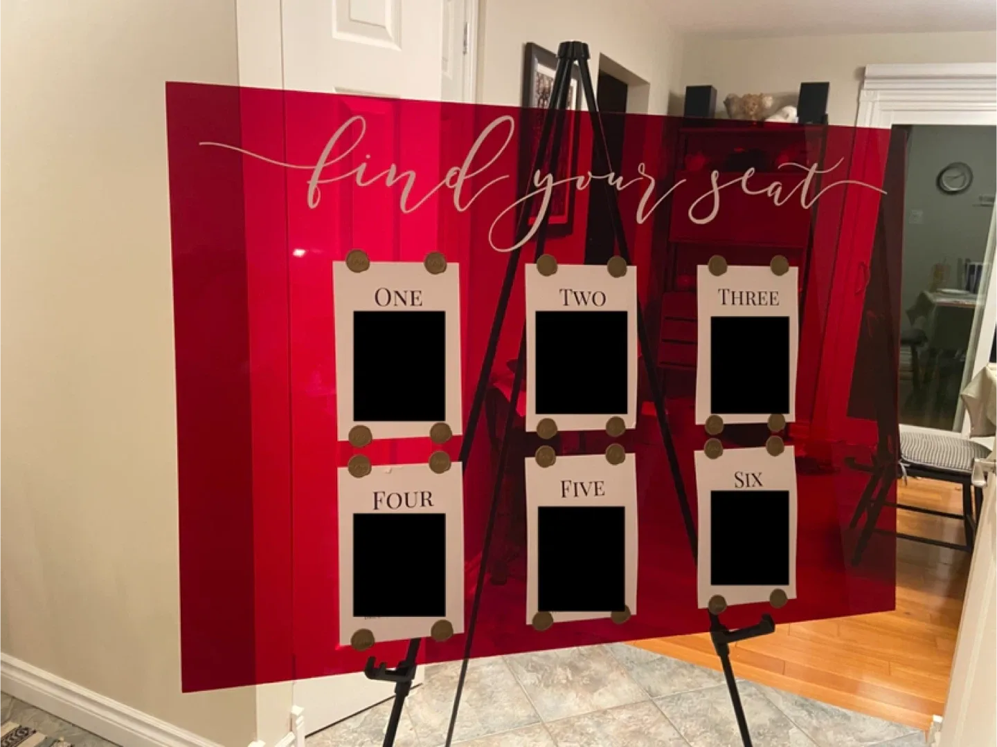 Red plexiglass wedding sign image indicator(2)