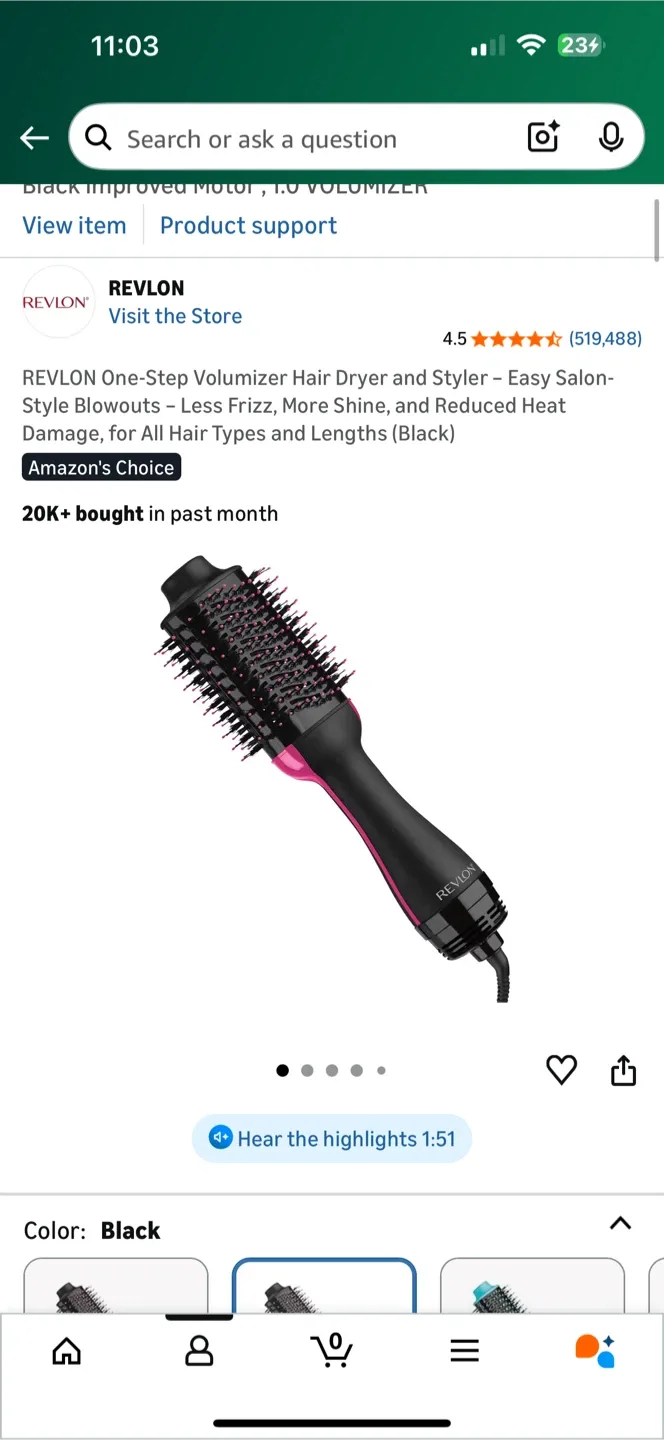 Revlon One-Step Volumizer Hair Dryer - Black image indicator(2)