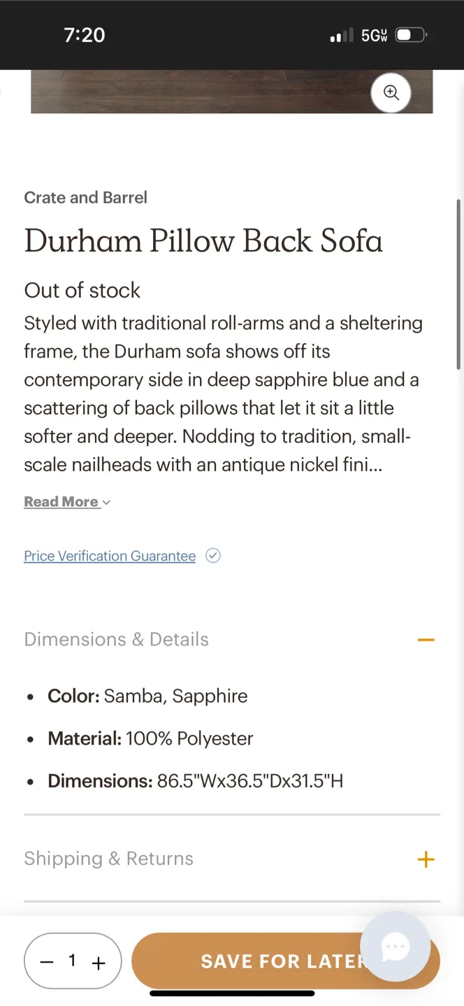 1 Crate and Barrel couch with pillows. Garage pickup image indicator(4)