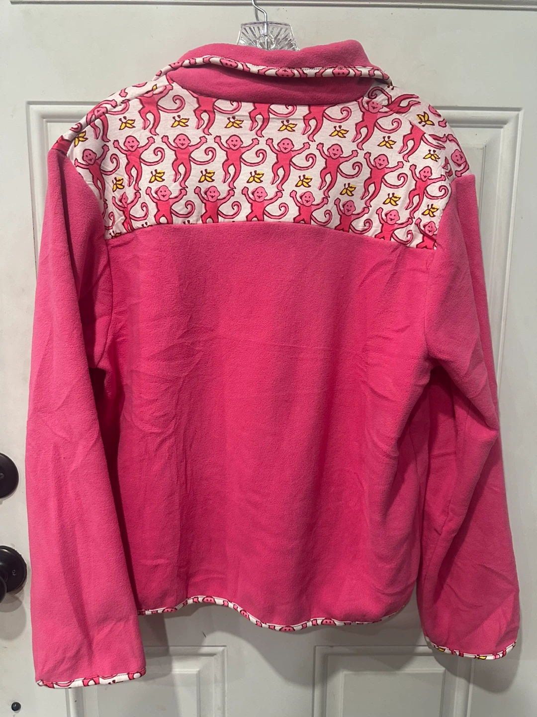 Pink Monkey Pattern Fleece Pullover - Size S - photo 2