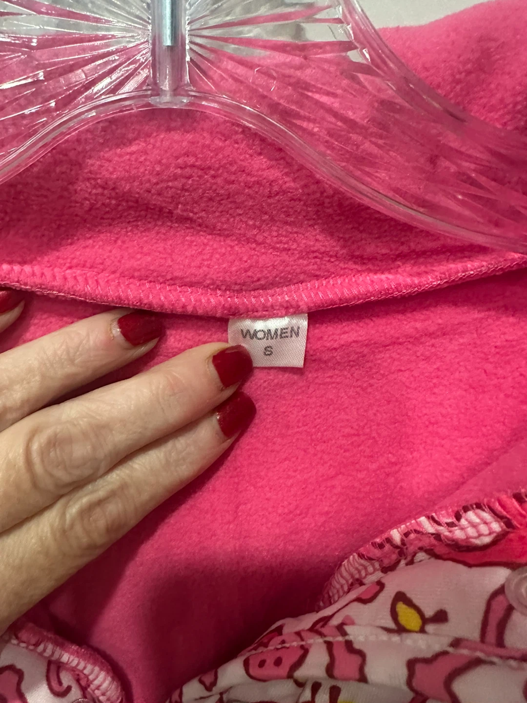 Pink Monkey Pattern Fleece Pullover - Size S - photo 3