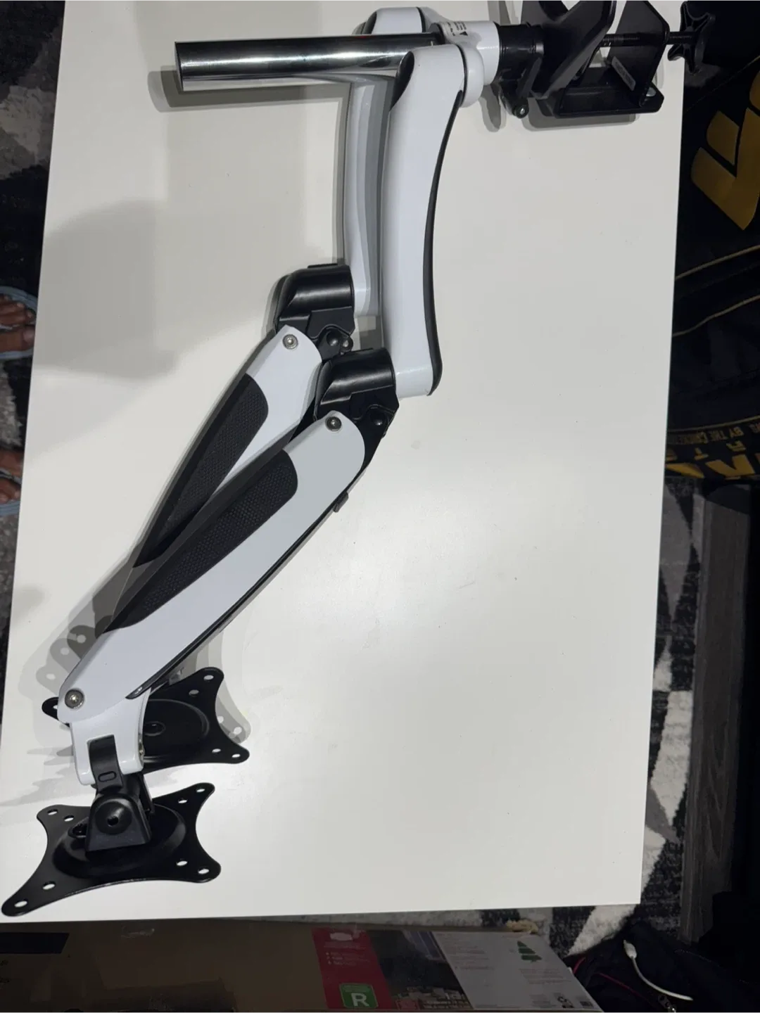 White & Black Monitor Arm Desk Mount image indicator(5)