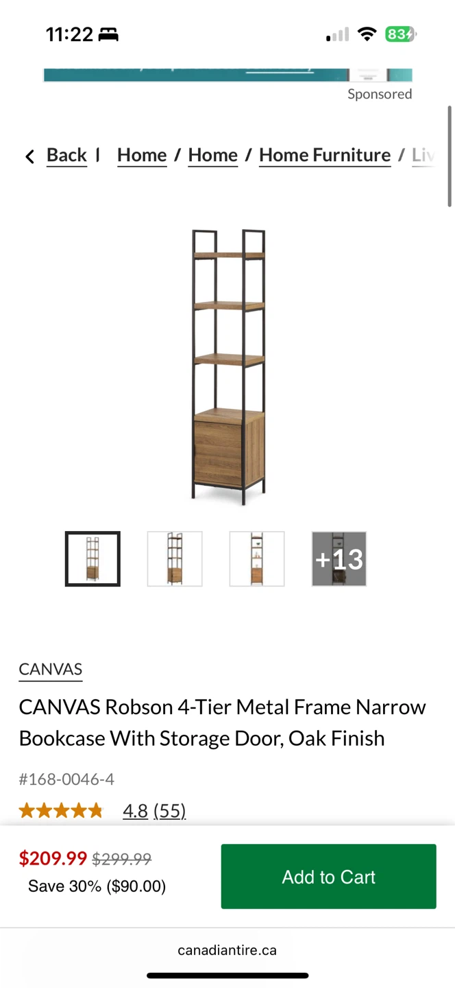 CANVAS Robson 4-Tier Bookcase with Storage Door - photo 3