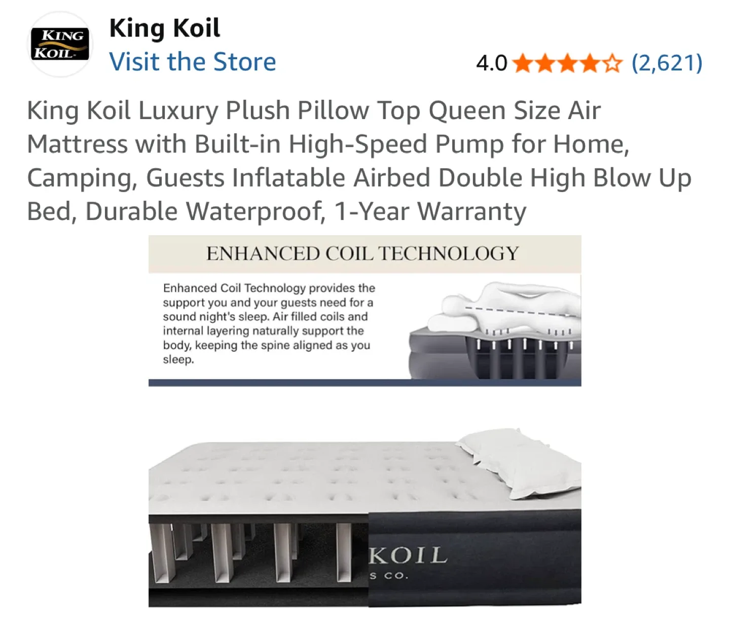 King Koil Queen Air Mattress w/ Built-in Pump image indicator(4)