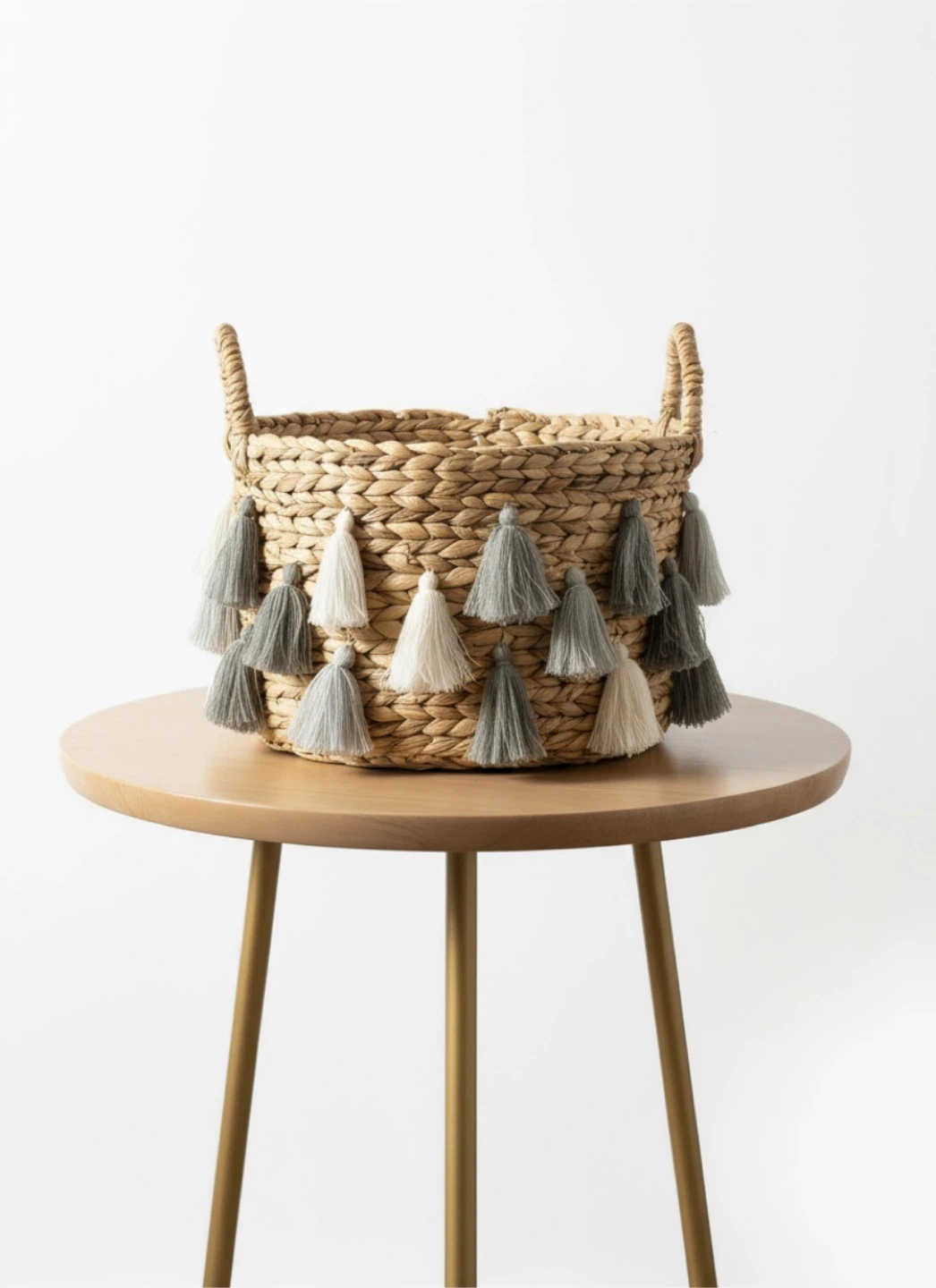 Woven Basket with Tassels