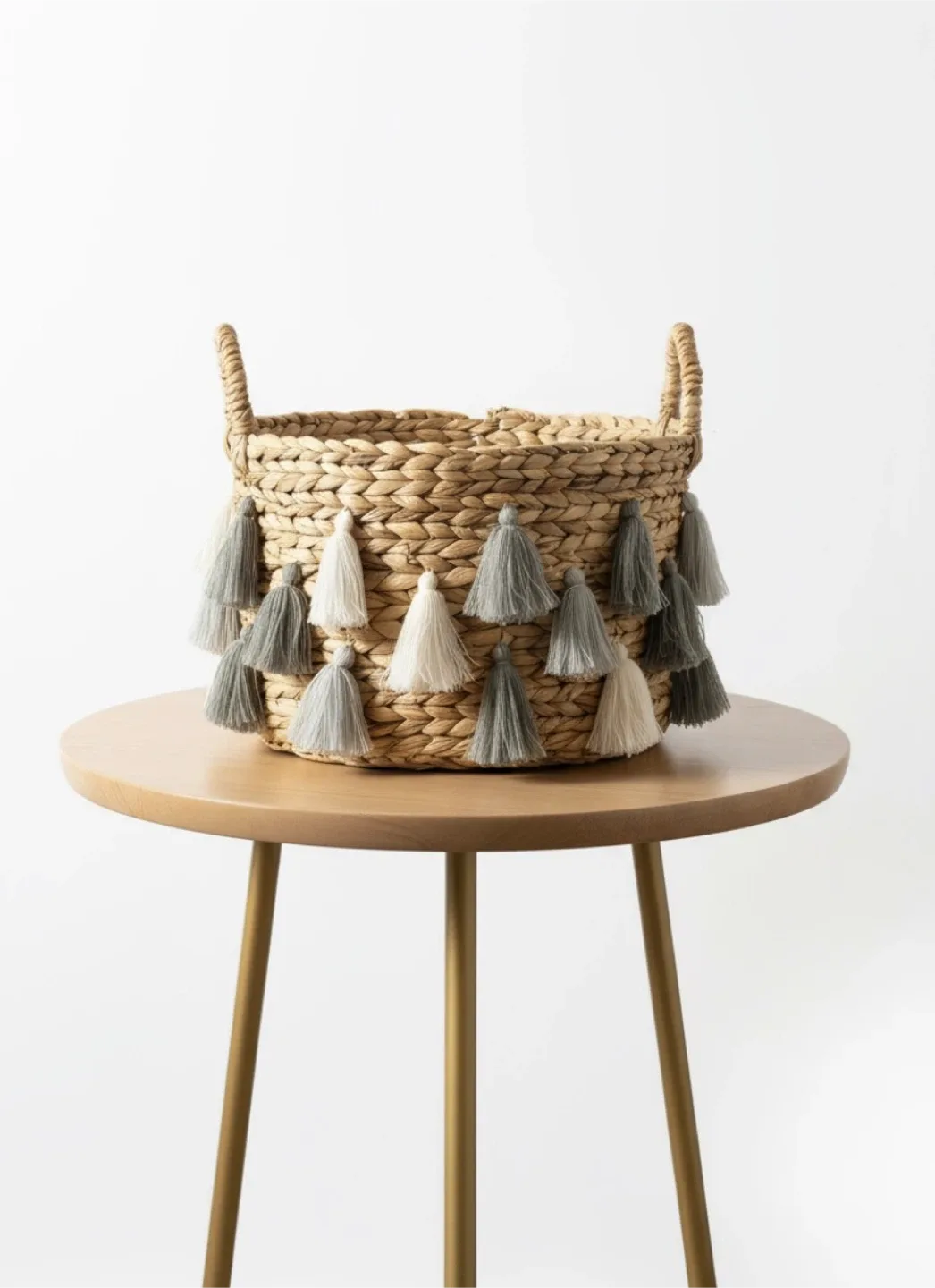 Woven Basket with Tassels thumbnail