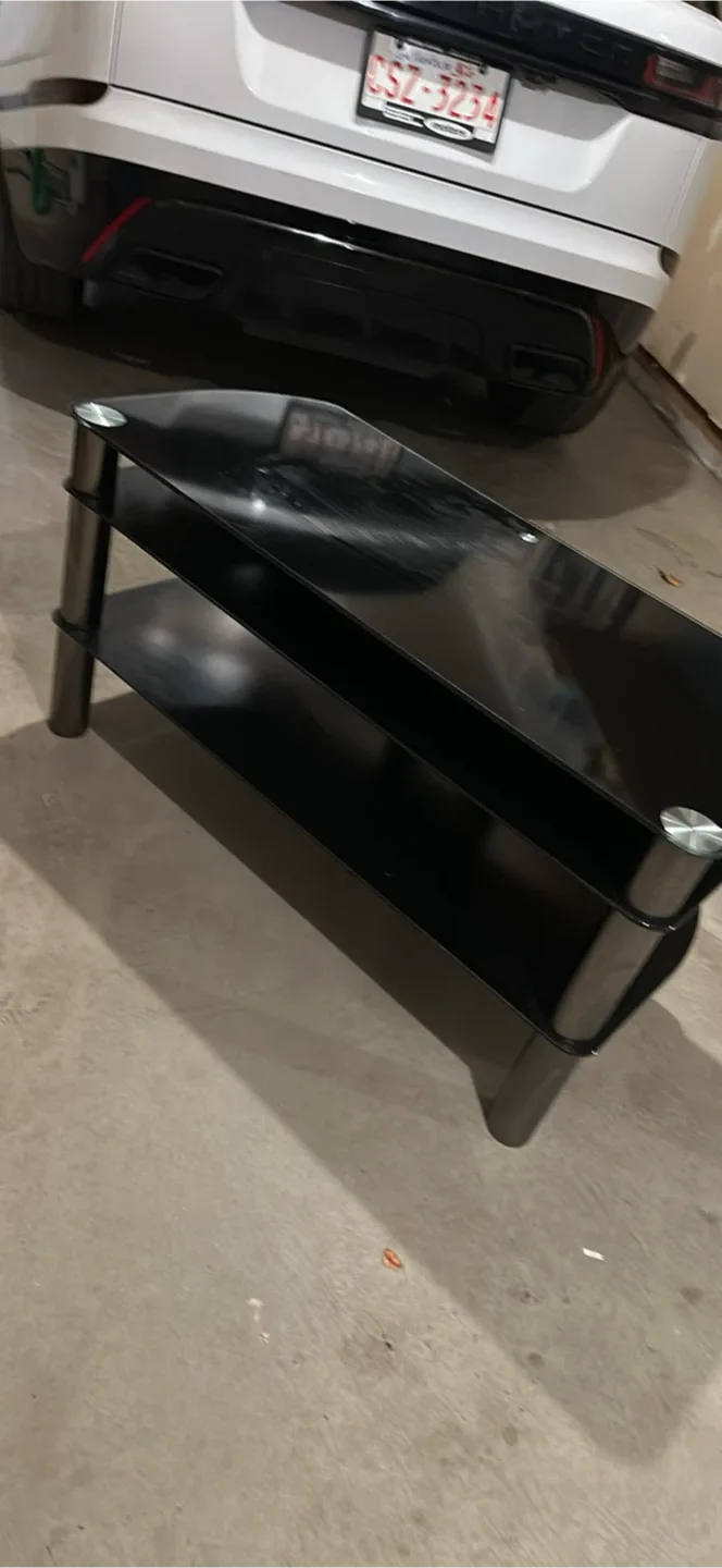 Black Glass TV Stand - 44" Length