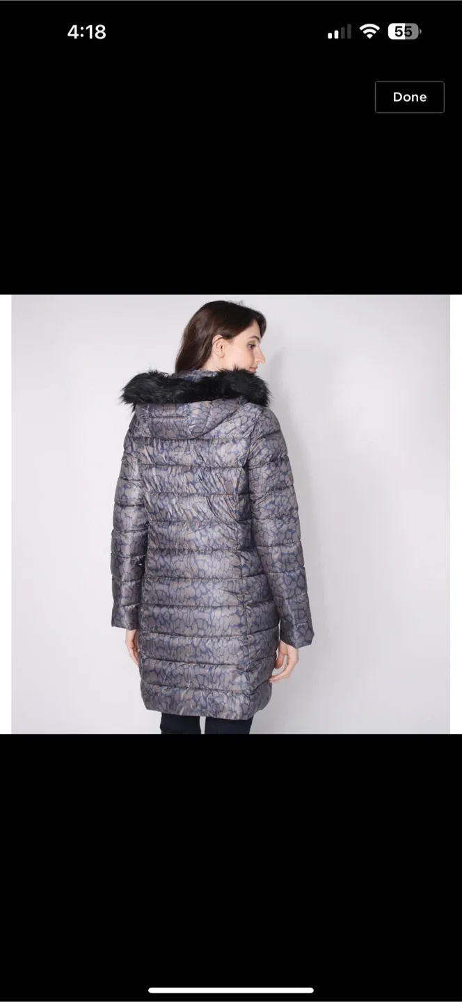 Nuage Long Jacket with Faux Fur Trim image indicator(2)