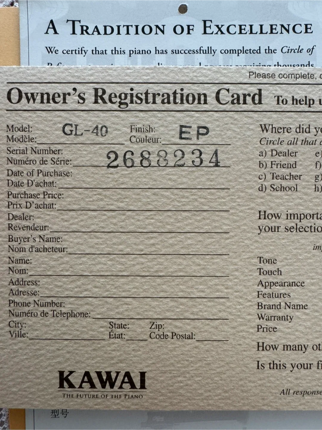K. Kawai GL-40 Grand Piano, Excellent Condition image indicator(4)