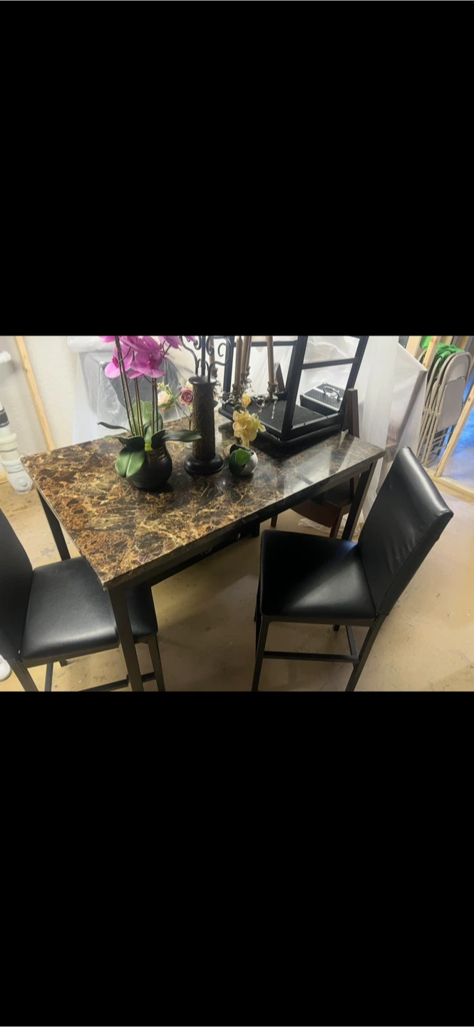 Marble Top Dining Table with 4 Chairs