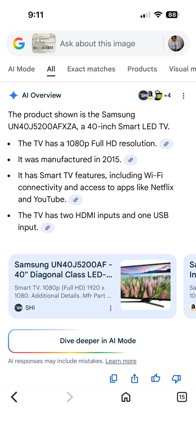 Samsung UN40J5200AF 40-inch Smart LED TV - photo 2