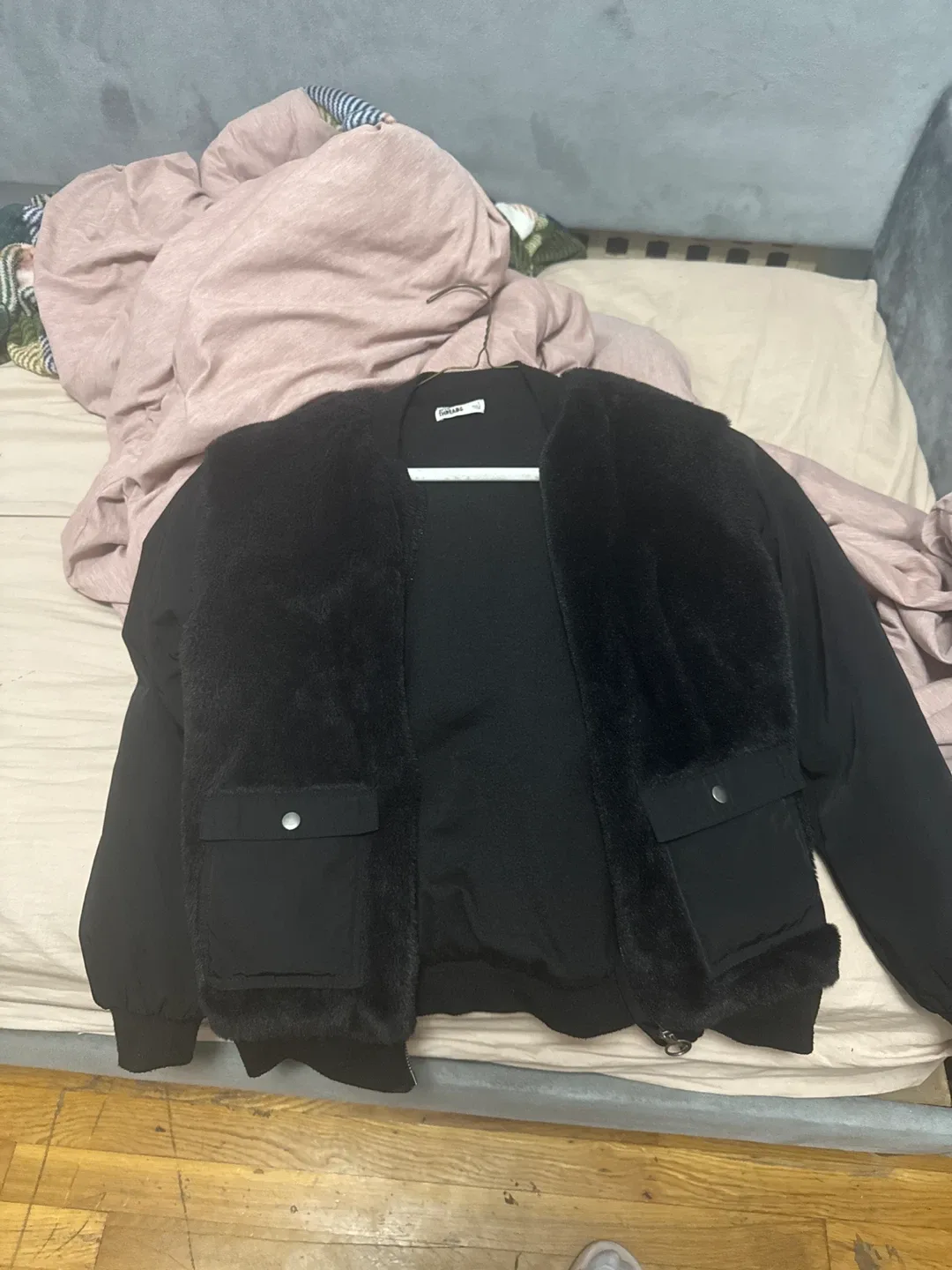 Kids black fur jacket