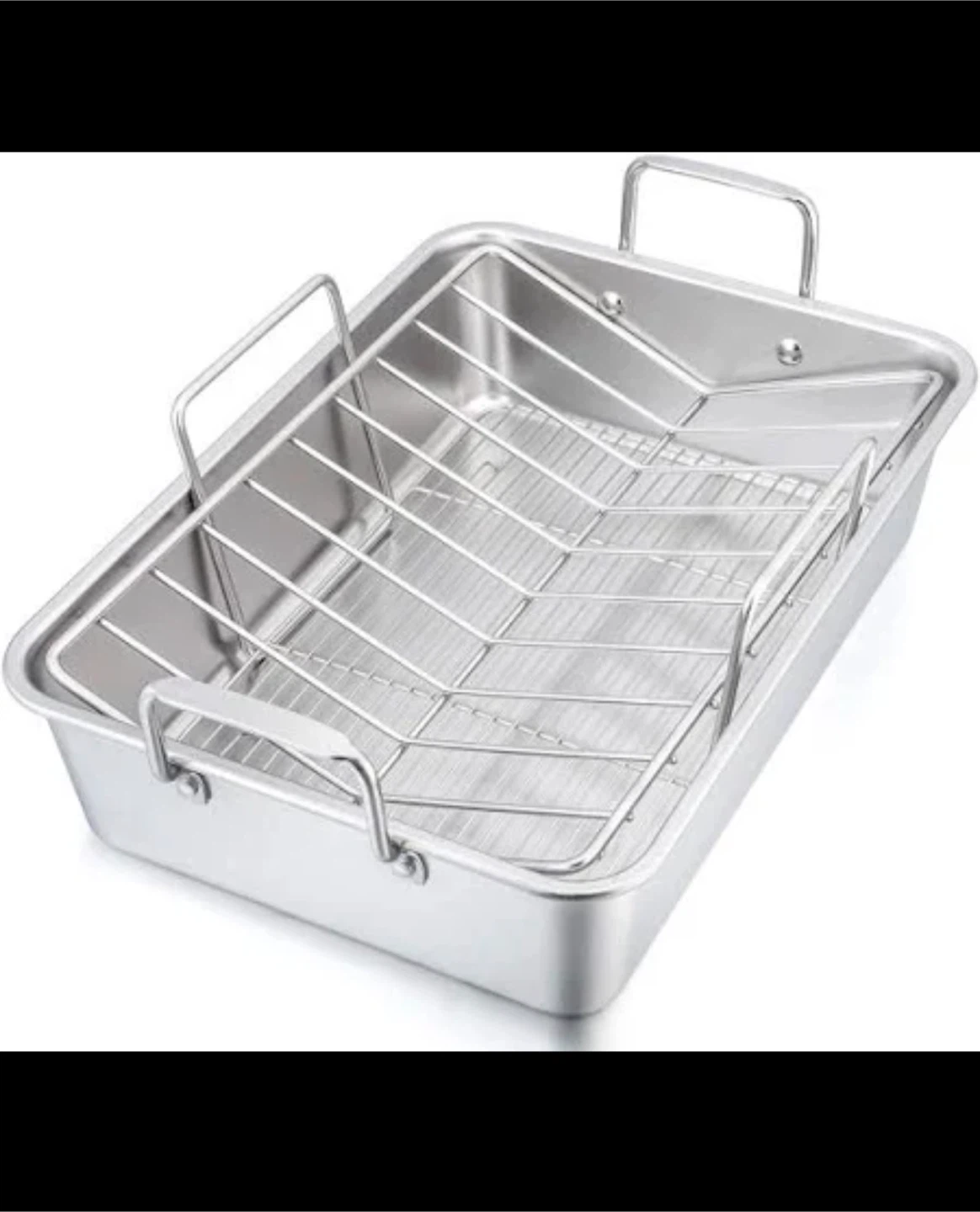 Stainless Steel Turkey Roasting Pan with Rack 16" - photo 3