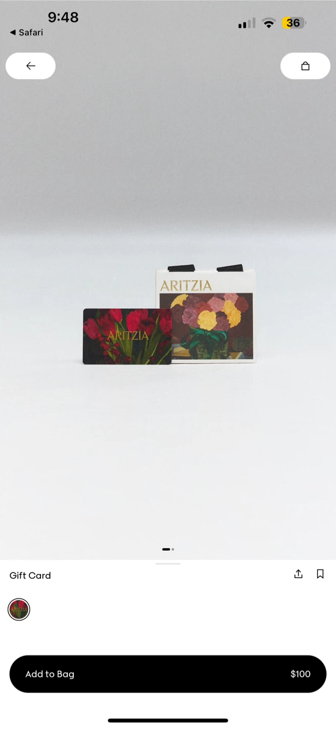 Aritzia $142.13 Giftcard