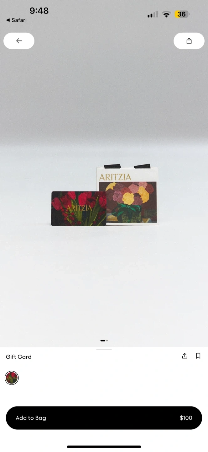 Aritzia $142.13 Giftcard