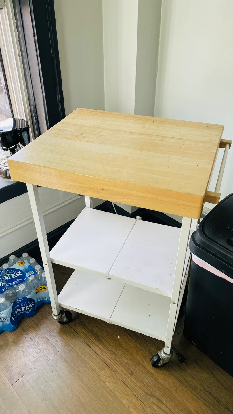 Rolling foldable Microwave table with Wooden Top - photo 3