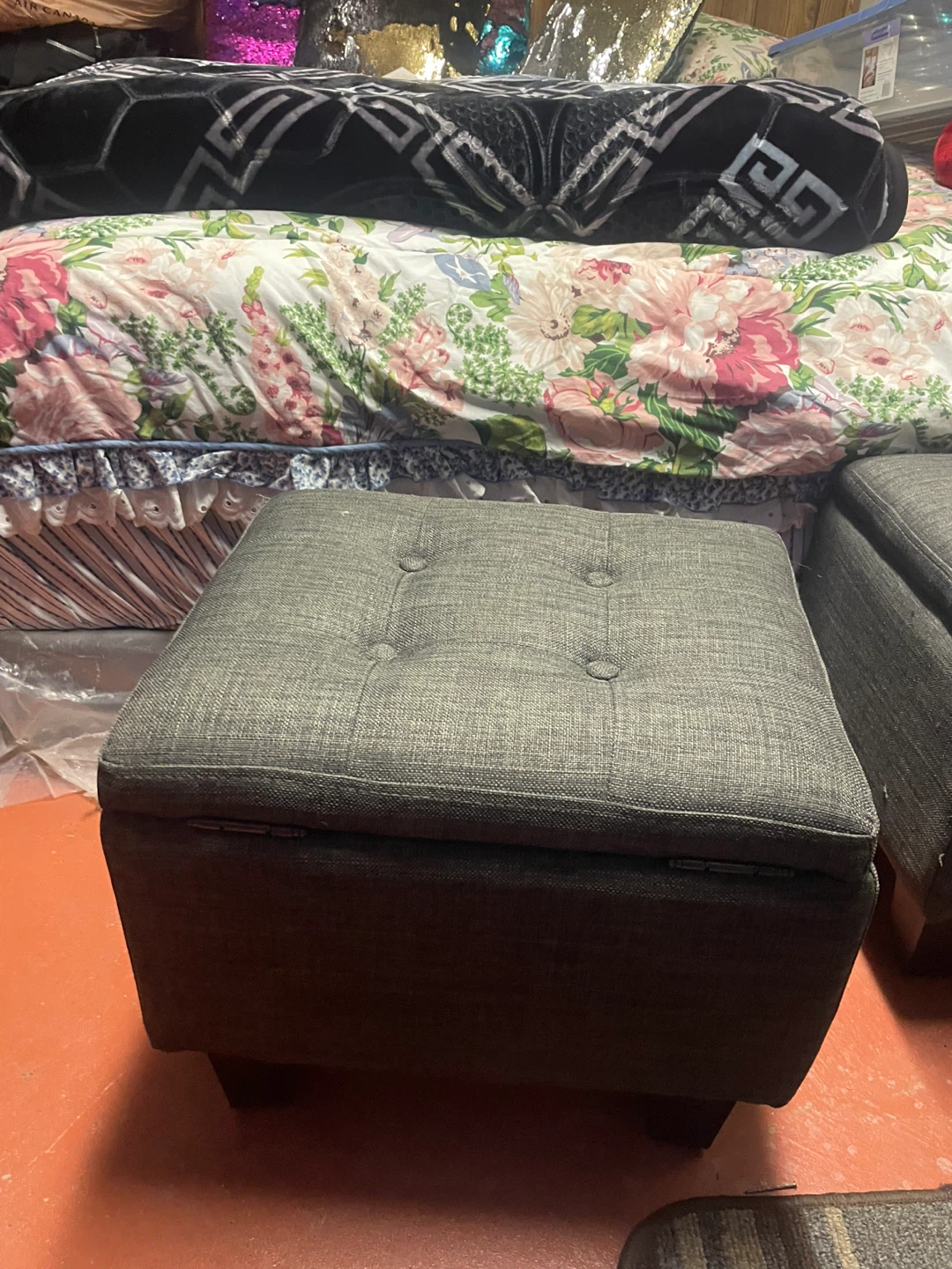 Grey Storage Ottoman