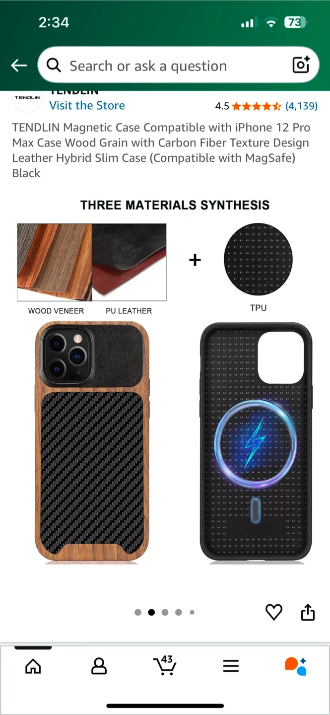 iPhone 12 Pro Max mag Case - Wood Grain/Carbon Fibre image indicator(2)