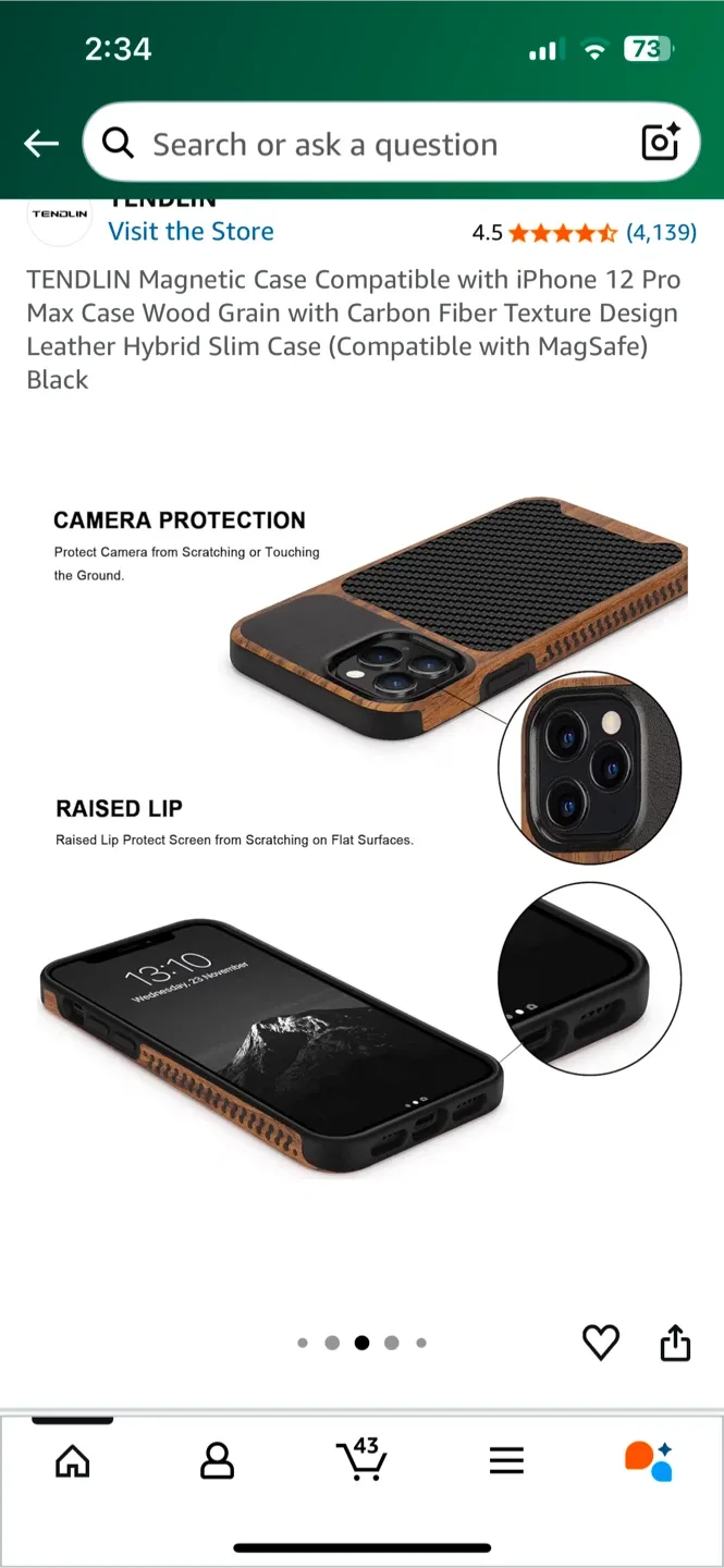 iPhone 12 Pro Max mag Case - Wood Grain/Carbon Fibre image indicator(3)