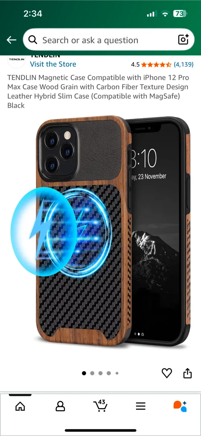 iPhone 12 Pro Max mag Case - Wood Grain/Carbon Fibre thumbnail