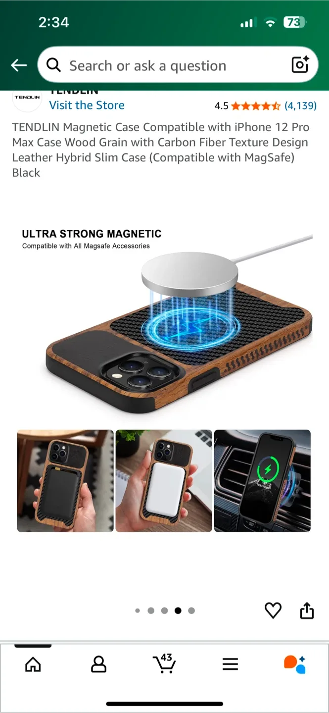 iPhone 12 Pro Max mag Case - Wood Grain/Carbon Fibre image indicator(4)