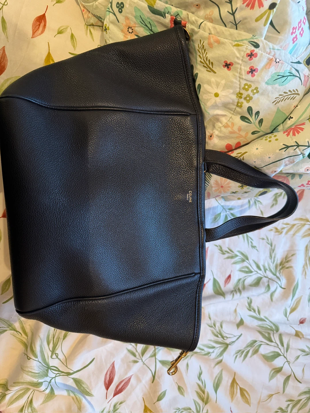 Celine Black Leather Tote Bag