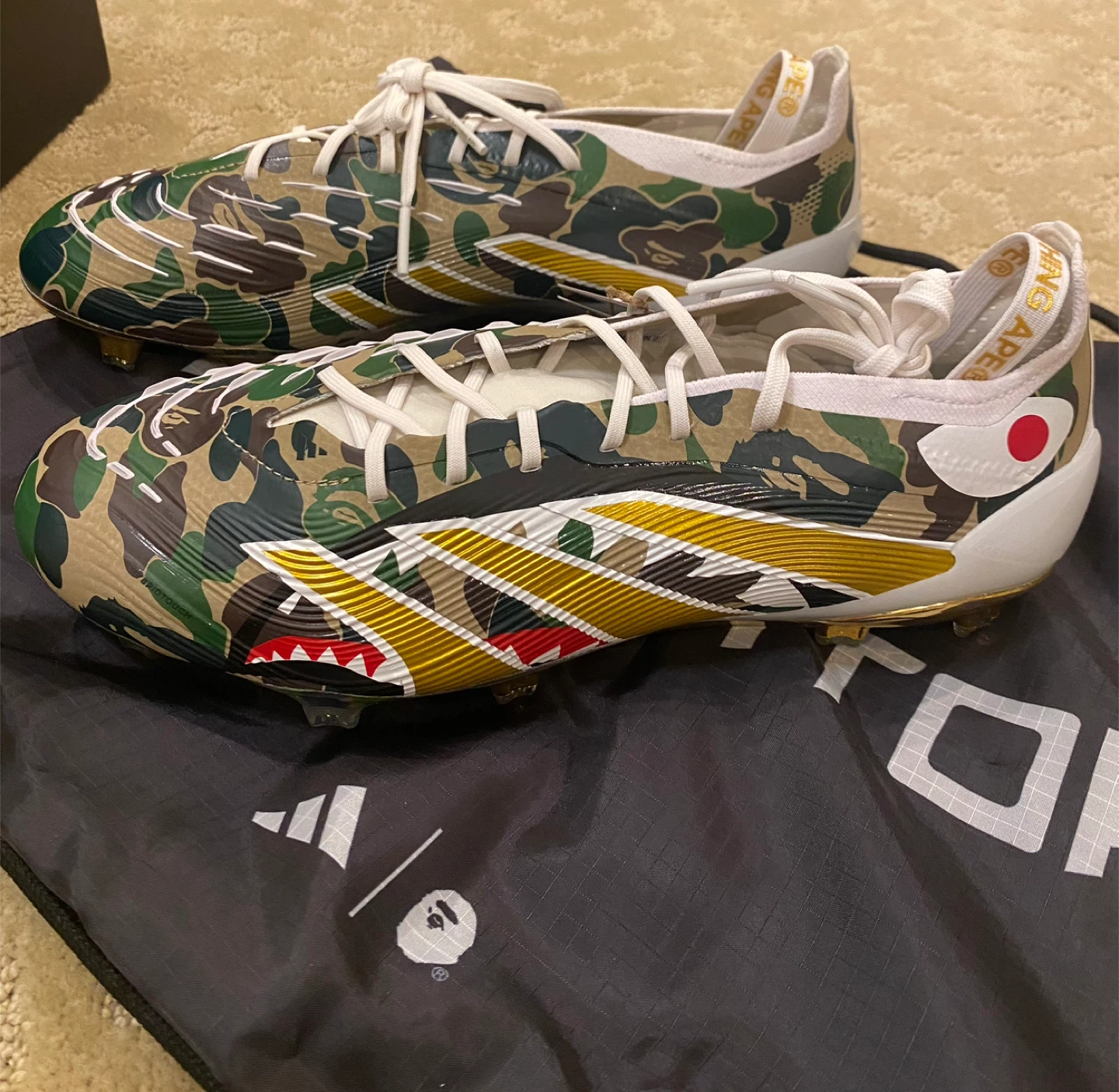 Adidas x BAPE Predator Elite FT FG Camo Cleats - Size 8