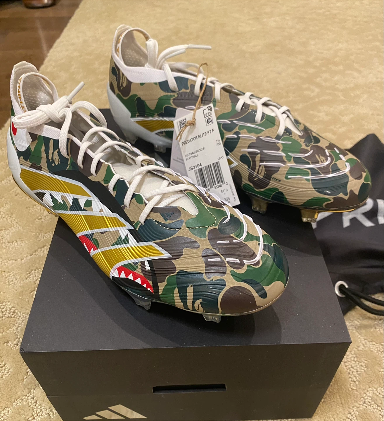 Adidas x BAPE Predator Elite FT FG Camo Cleats - Size 8 - photo 2