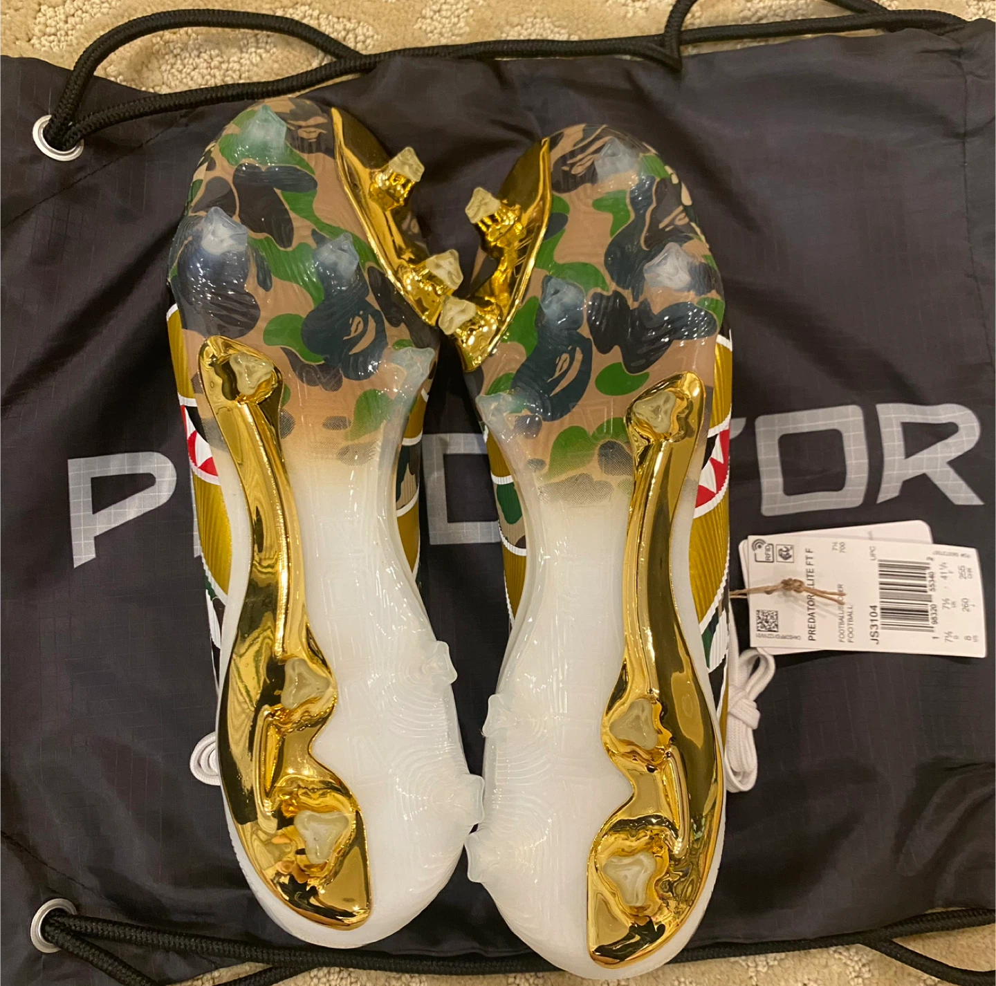 Adidas x BAPE Predator Elite FT FG Camo Cleats - Size 8 - photo 3