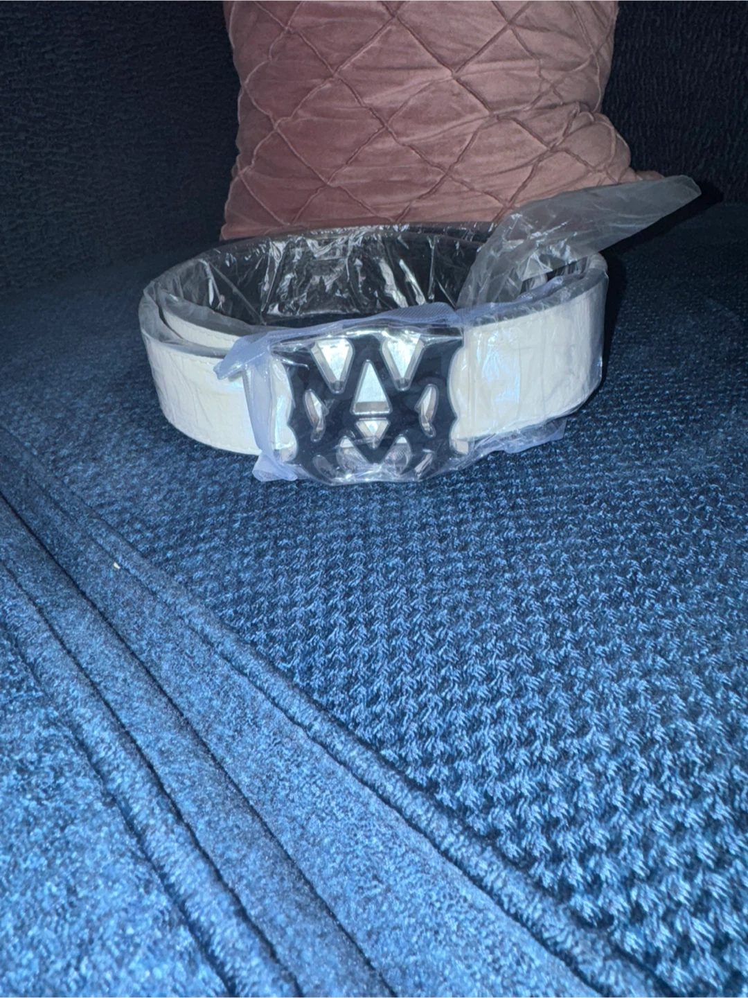 New AMIRI White Leather Belt