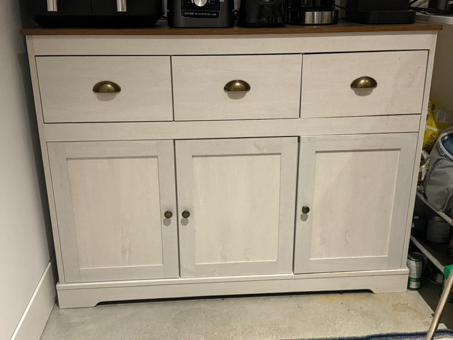 White Wooden Cabinet with Drawers & Doors image indicator(4)