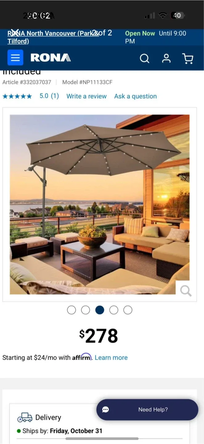 RONA NP11133CF Patio Umbrella image indicator(2)