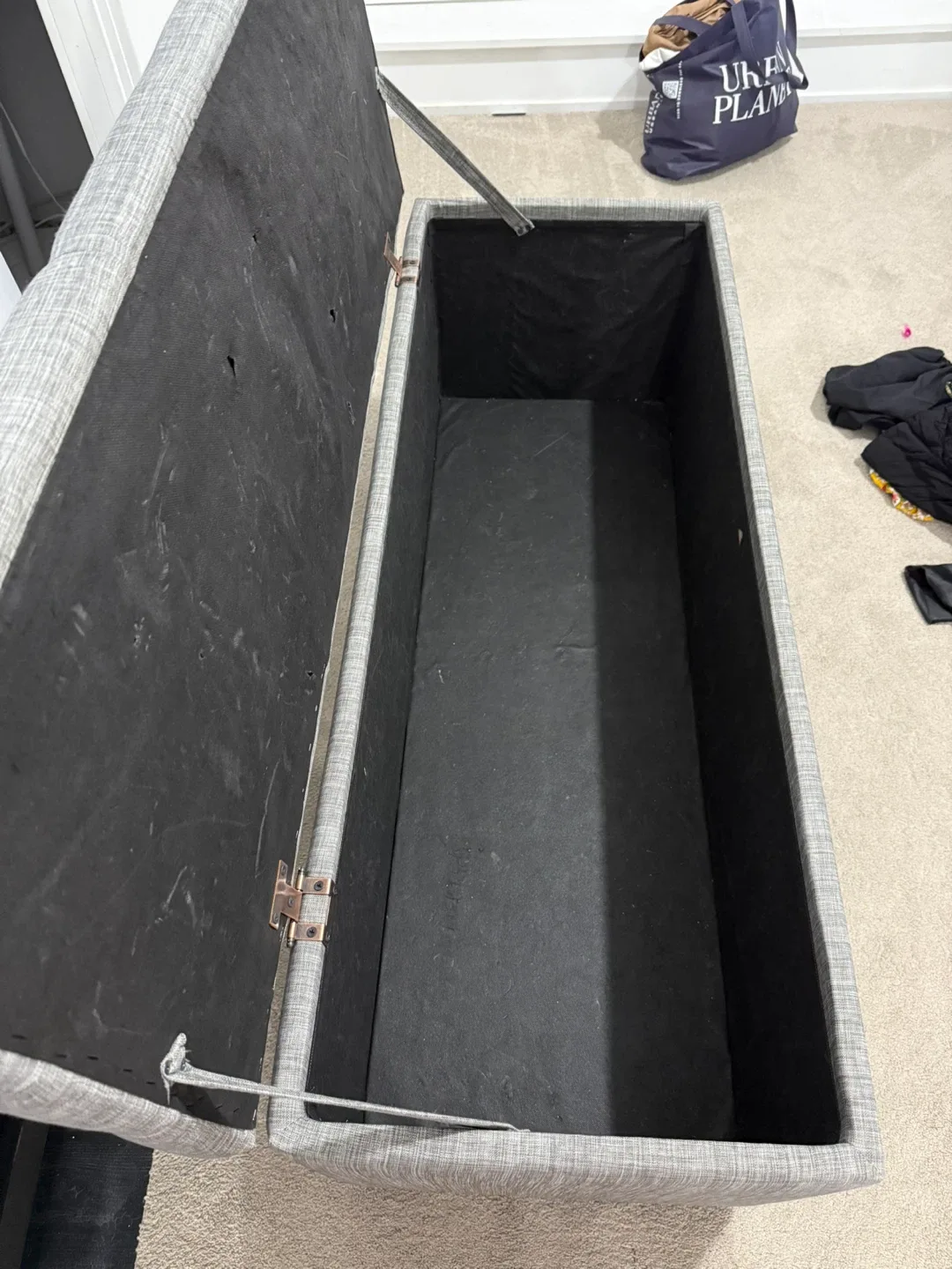 Grey Tufted Storage Ottoman Bench image indicator(3)